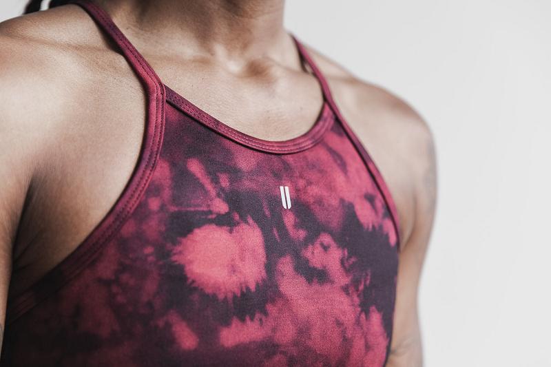 Red Nobull Halter Sports Bra (TIE-DYE) Women's Sports Bra | CA Q2233M